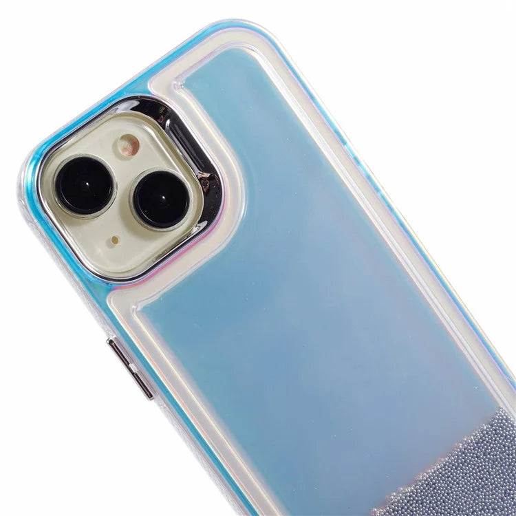 For iPhone 14 Cell Phone Cover Flowing Beads PC+TPU Back Case