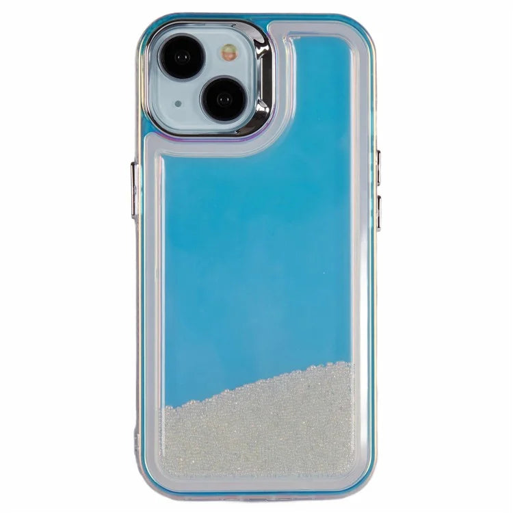 For iPhone 14 Cell Phone Cover Flowing Beads PC+TPU Back Case