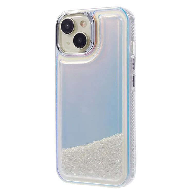 For iPhone 14 Cell Phone Cover Flowing Beads PC+TPU Back Case