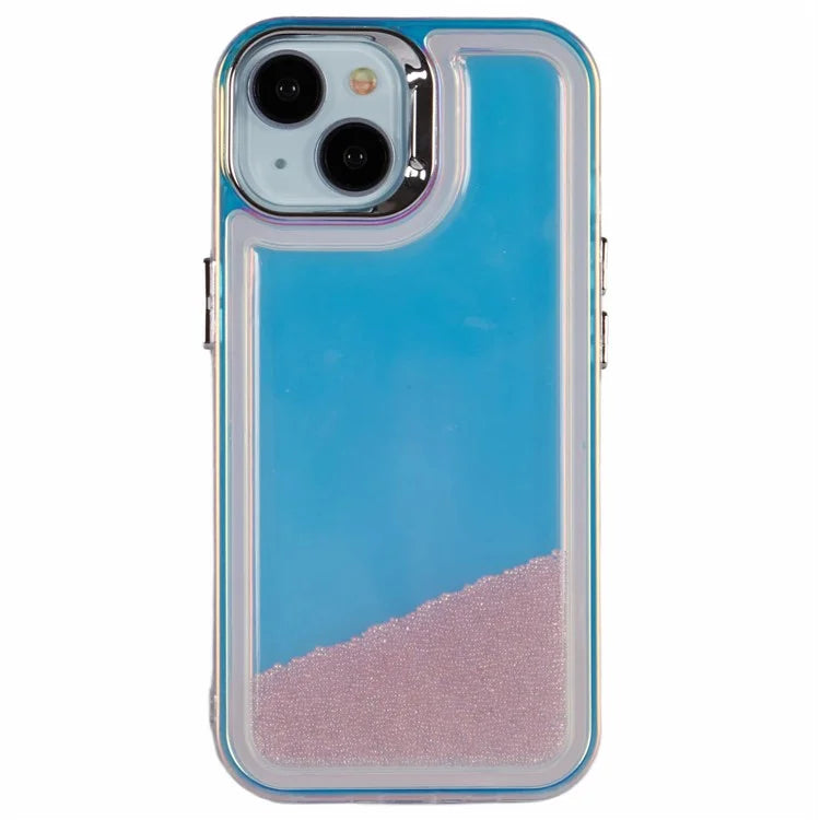 For iPhone 14 Cell Phone Cover Flowing Beads PC+TPU Back Case