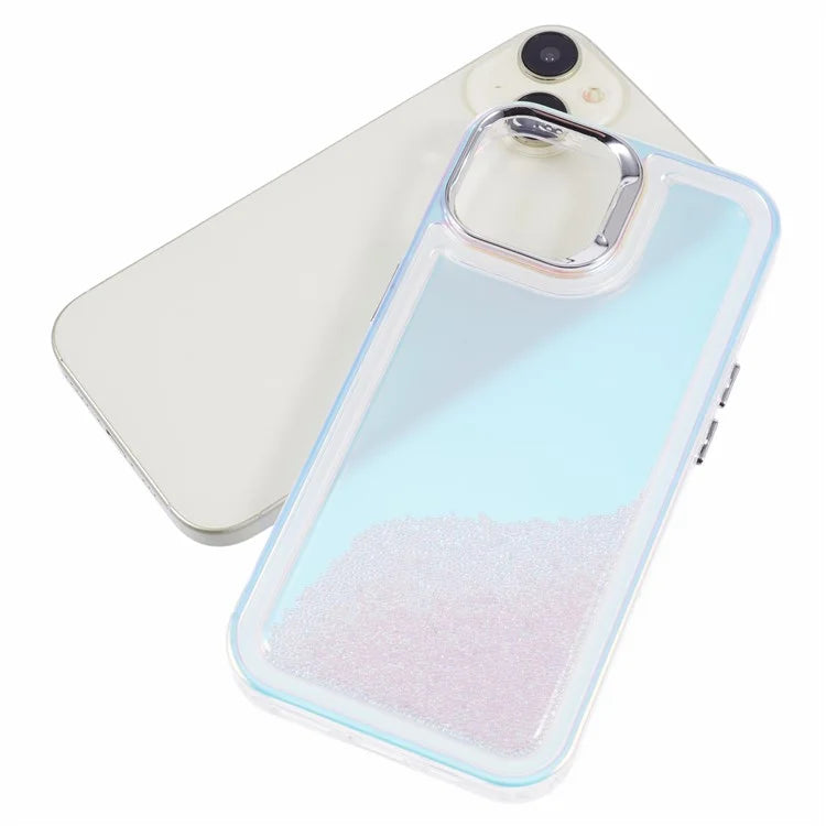 For iPhone 14 Cell Phone Cover Flowing Beads PC+TPU Back Case