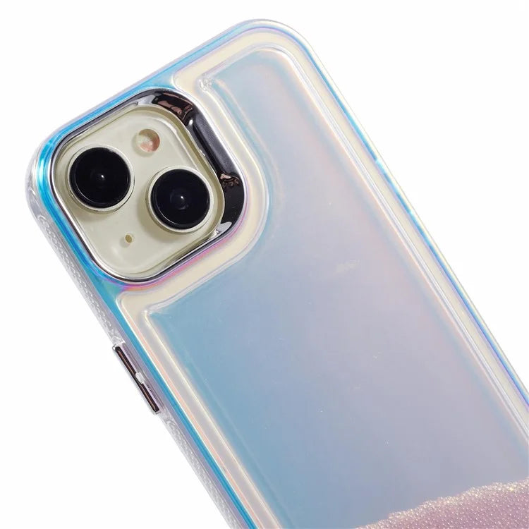 For iPhone 14 Cell Phone Cover Flowing Beads PC+TPU Back Case