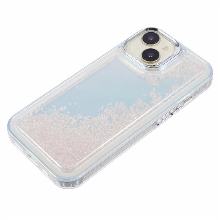 For iPhone 14 Cell Phone Cover Flowing Beads PC+TPU Back Case