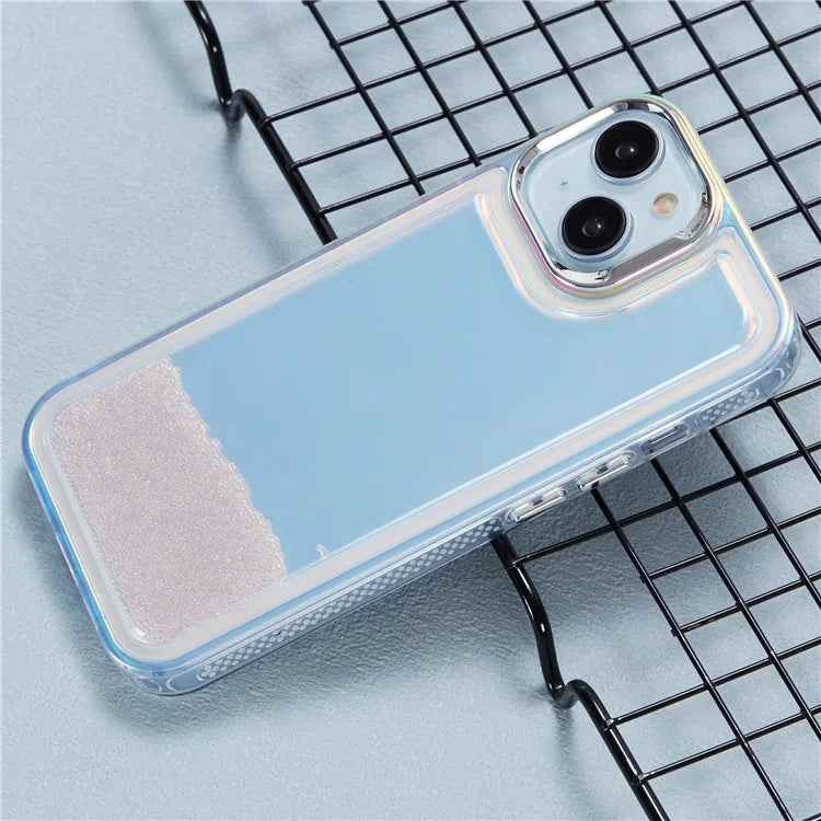 For iPhone 14 Cell Phone Cover Flowing Beads PC+TPU Back Case
