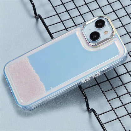 For iPhone 14 Cell Phone Cover Flowing Beads PC+TPU Back Case