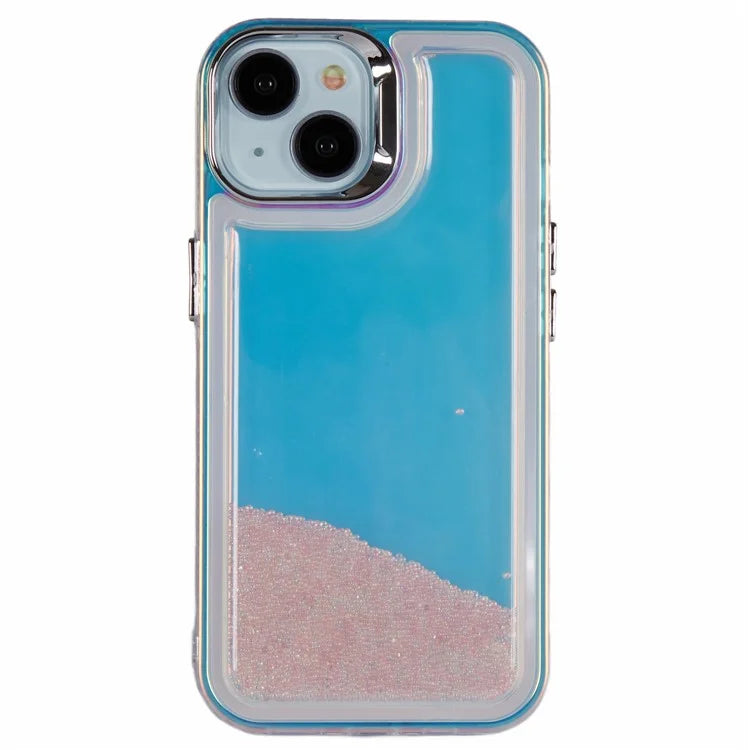 For iPhone 14 Cell Phone Cover Flowing Beads PC+TPU Back Case