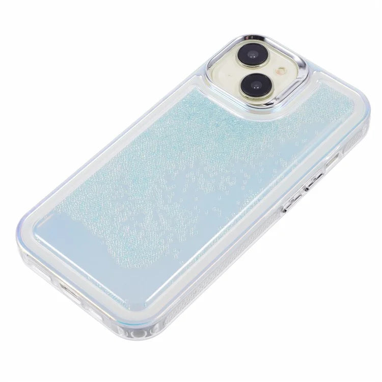For iPhone 14 Cell Phone Cover Flowing Beads PC+TPU Back Case