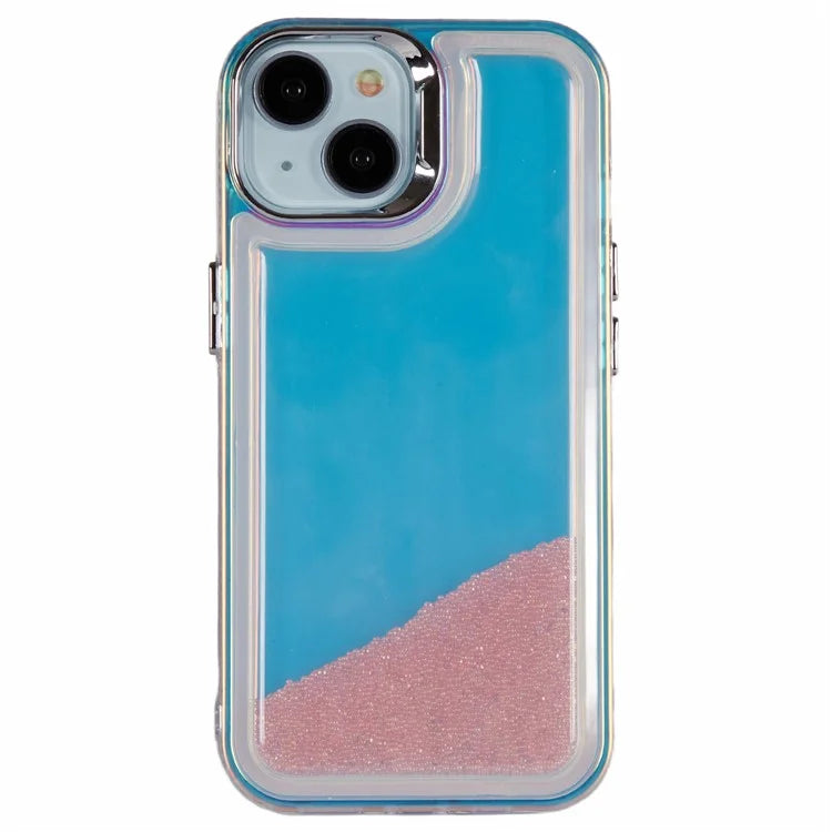 For iPhone 14 Cell Phone Cover Flowing Beads PC+TPU Back Case