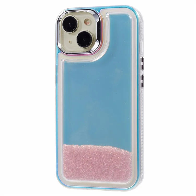For iPhone 14 Cell Phone Cover Flowing Beads PC+TPU Back Case