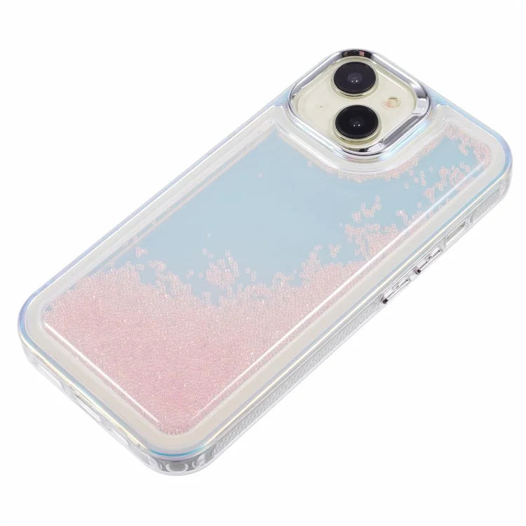 For iPhone 14 Cell Phone Cover Flowing Beads PC+TPU Back Case