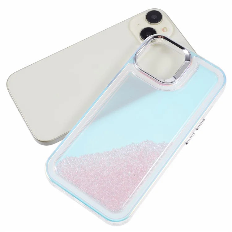 For iPhone 14 Cell Phone Cover Flowing Beads PC+TPU Back Case