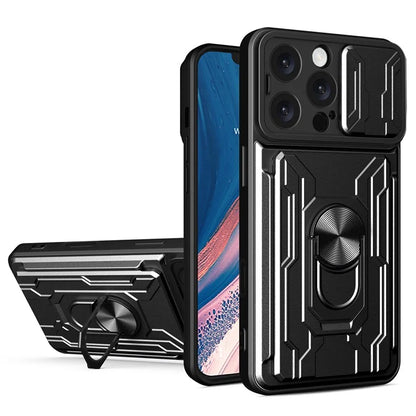 For iPhone 16 Pro Max Case PC+TPU Kickstand Phone Back Cover with Camera Slider