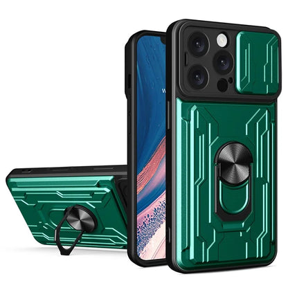 For iPhone 16 Pro Max Case PC+TPU Kickstand Phone Back Cover with Camera Slider