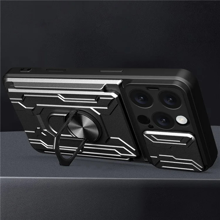For iPhone 16 Pro Max Case PC+TPU Kickstand Phone Back Cover with Camera Slider