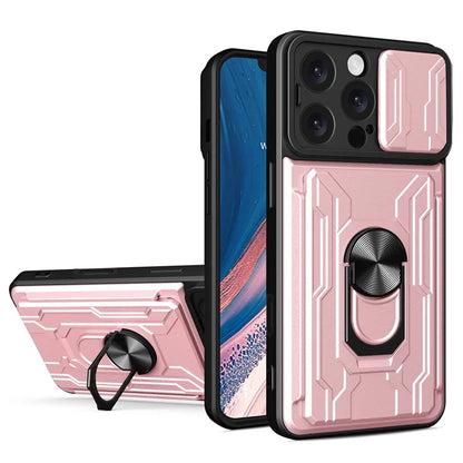 For iPhone 16 Pro Max Case PC+TPU Kickstand Phone Back Cover with Camera Slider