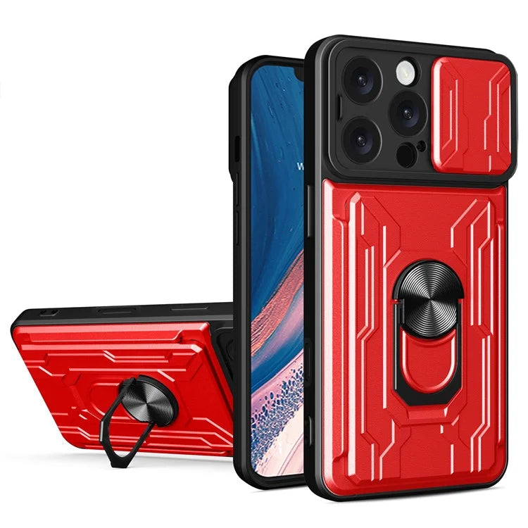 For iPhone 16 Pro Max Case PC+TPU Kickstand Phone Back Cover with Camera Slider
