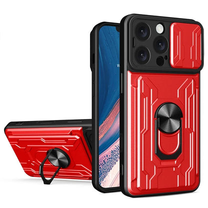 For iPhone 16 Pro Max Case PC+TPU Kickstand Phone Back Cover with Camera Slider