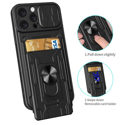 For iPhone 16 Pro Max Case PC+TPU Kickstand Phone Back Cover with Camera Slider
