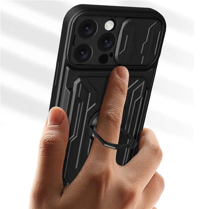 For iPhone 16 Pro Max Case PC+TPU Kickstand Phone Back Cover with Camera Slider