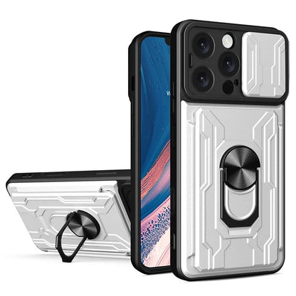 For iPhone 16 Pro Max Case PC+TPU Kickstand Phone Back Cover with Camera Slider