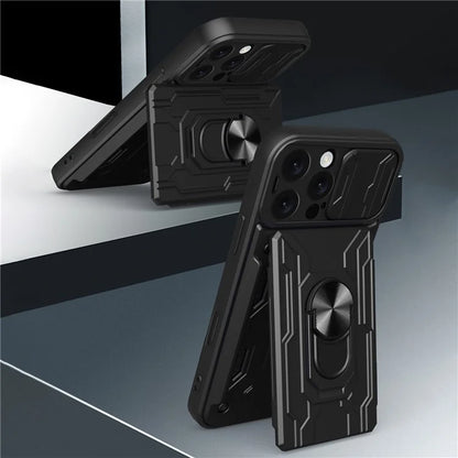 For iPhone 16 Pro Max Case PC+TPU Kickstand Phone Back Cover with Camera Slider