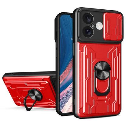 For iPhone 16 Case PC+TPU Kickstand Phone Back Cover with Camera Slider