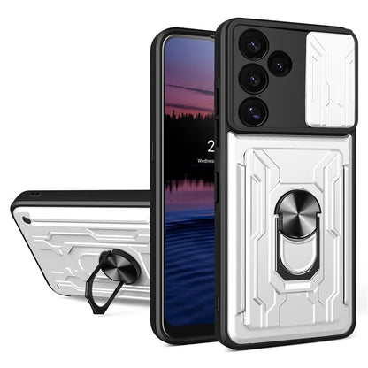 For Samsung Galaxy S24 FE Case PC+TPU Kickstand Phone Back Cover with Camera Slider