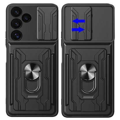 For Samsung Galaxy S24 FE Case PC+TPU Kickstand Phone Back Cover with Camera Slider