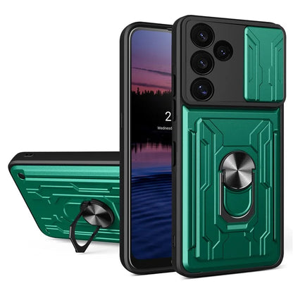 For Samsung Galaxy S24 FE Case PC+TPU Kickstand Phone Back Cover with Camera Slider