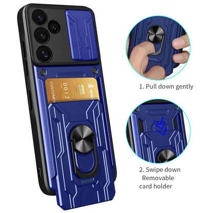 For Samsung Galaxy S24 FE Case PC+TPU Kickstand Phone Back Cover with Camera Slider