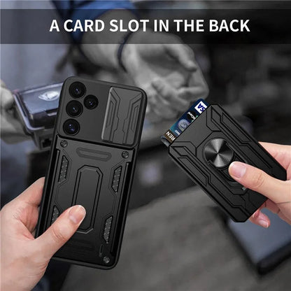 For Samsung Galaxy S24 FE Case PC+TPU Kickstand Phone Back Cover with Camera Slider