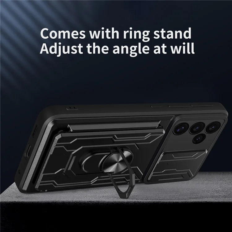 For Samsung Galaxy S24 FE Case PC+TPU Kickstand Phone Back Cover with Camera Slider