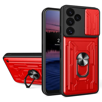 For Samsung Galaxy S24 FE Case PC+TPU Kickstand Phone Back Cover with Camera Slider
