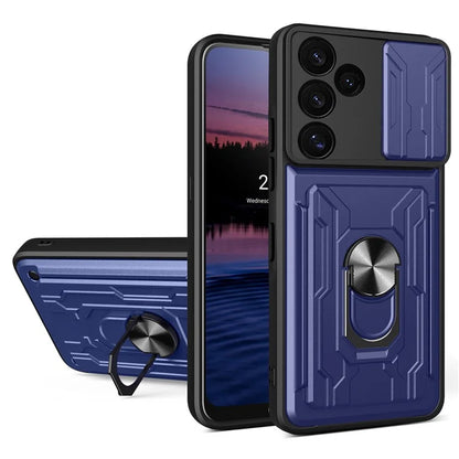 For Samsung Galaxy S24 FE Case PC+TPU Kickstand Phone Back Cover with Camera Slider