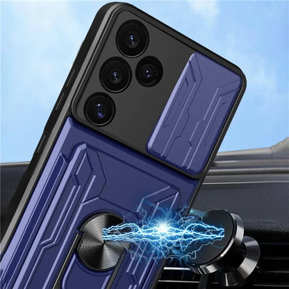 For Samsung Galaxy S24 FE Case PC+TPU Kickstand Phone Back Cover with Camera Slider