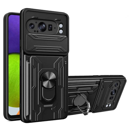 For Google Pixel 9 Pro XL Case PC+TPU Kickstand Phone Back Cover with Camera Slider