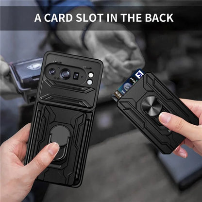For Google Pixel 9 Pro XL Case PC+TPU Kickstand Phone Back Cover with Camera Slider