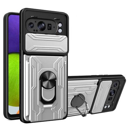 For Google Pixel 9 Pro XL Case PC+TPU Kickstand Phone Back Cover with Camera Slider