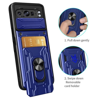 For Google Pixel 9 Pro XL Case PC+TPU Kickstand Phone Back Cover with Camera Slider