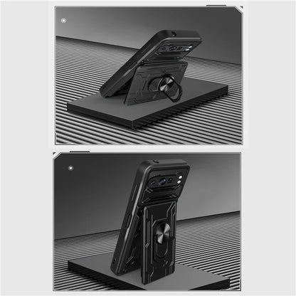 For Google Pixel 9 Pro XL Case PC+TPU Kickstand Phone Back Cover with Camera Slider