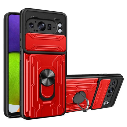 For Google Pixel 9 Pro XL Case PC+TPU Kickstand Phone Back Cover with Camera Slider