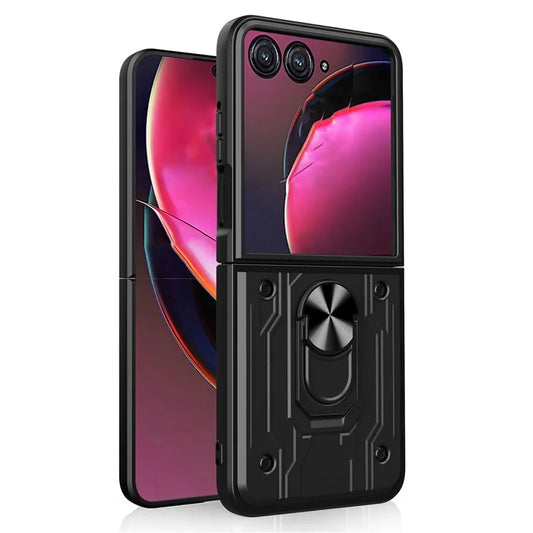 For Motorola Razr 50 Ultra 5G Case PC+TPU Kickstand Phone Back Cover with Camera Slider