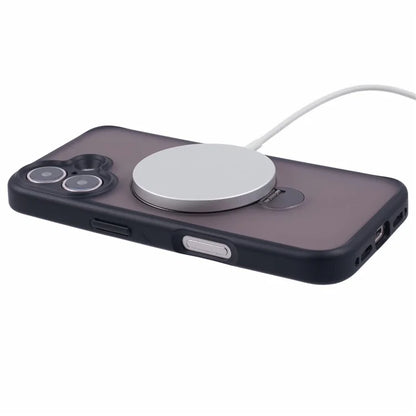 For iPhone 16 Case Compatible with MagSafe Matte TPU+PC Rotary Kickstand Phone Cover