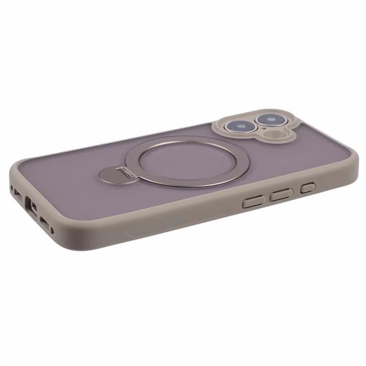 For iPhone 16 Case Compatible with MagSafe Matte TPU+PC Rotary Kickstand Phone Cover