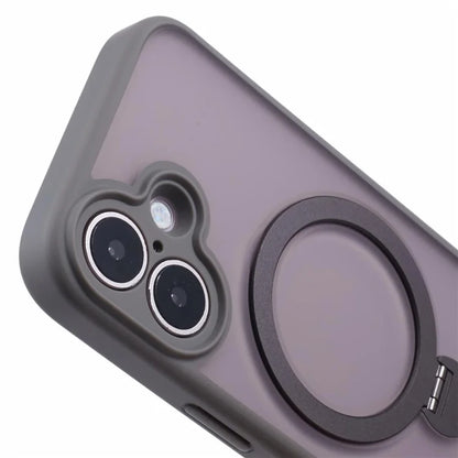 For iPhone 16 Case Compatible with MagSafe Matte TPU+PC Rotary Kickstand Phone Cover