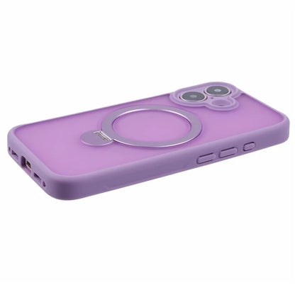 For iPhone 16 Case Compatible with MagSafe Matte TPU+PC Rotary Kickstand Phone Cover