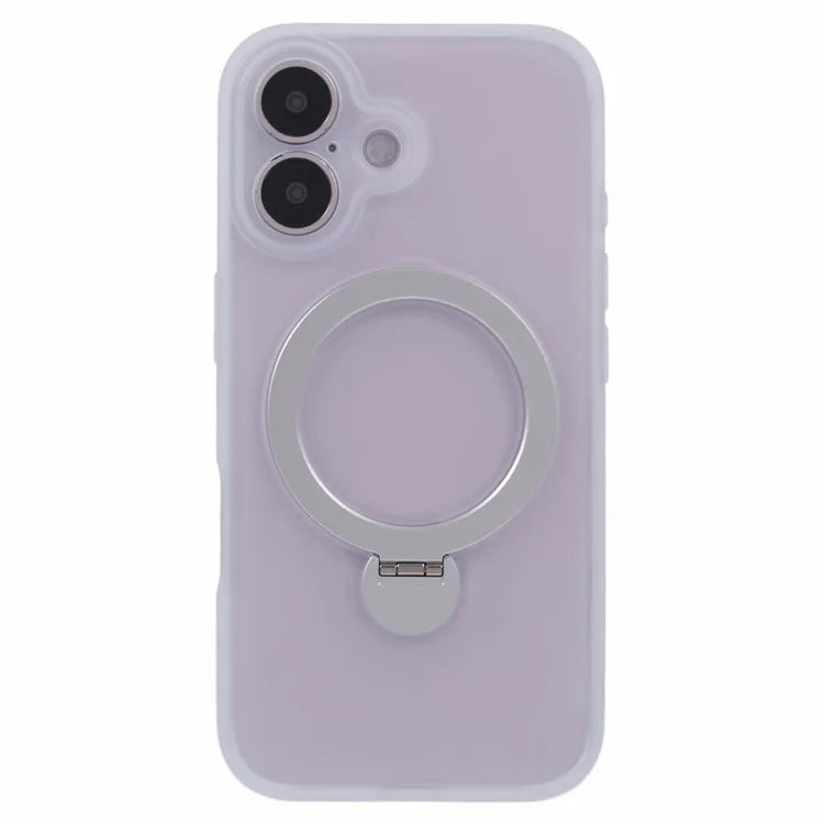 For iPhone 16 Case Compatible with MagSafe Matte TPU+PC Rotary Kickstand Phone Cover