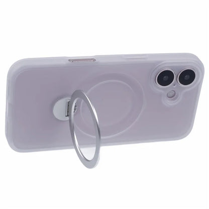 For iPhone 16 Case Compatible with MagSafe Matte TPU+PC Rotary Kickstand Phone Cover