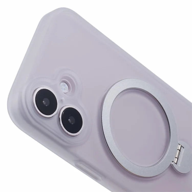 For iPhone 16 Case Compatible with MagSafe Matte TPU+PC Rotary Kickstand Phone Cover