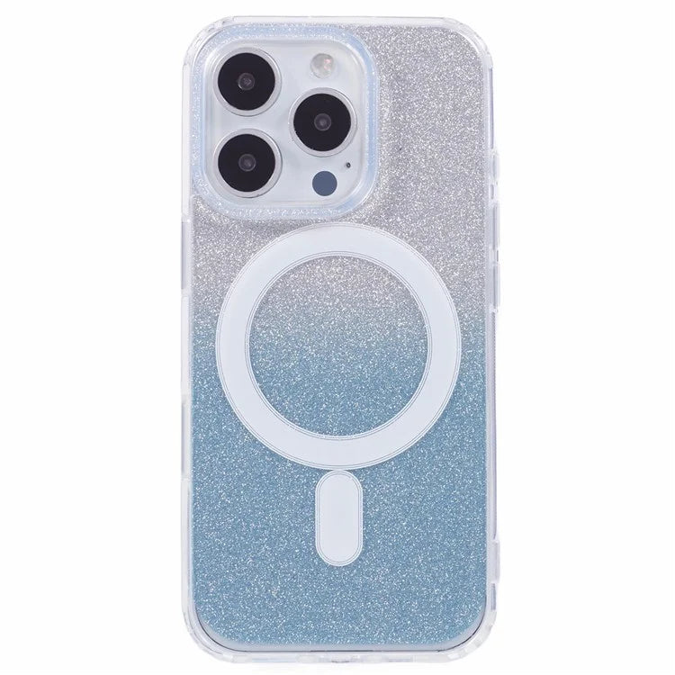 For iPhone 16 Pro Case Compatible with MagSafe TPU+Acrylic Phone Cover with Glitter Insert